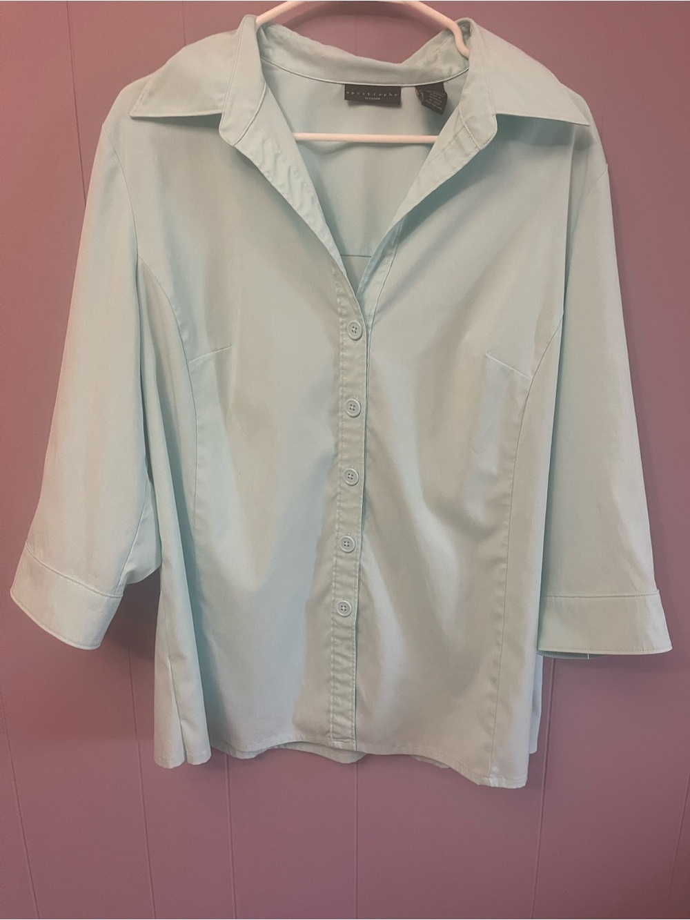 Apostrophe Light Blue Women's Button-Down Shirt